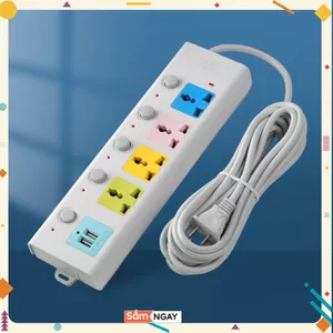 Ổ CẮM ĐIỆN USB ĐA NĂNG CAO CẤP CHỐNG GIẬT DÂY DÀI 4M- Ổ 2 Cổng Cắm USB Chốt Nút An Toàn Tiện Dụng OD01