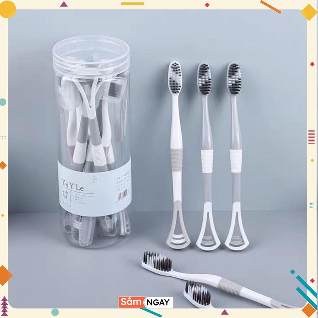Set 8 Bàn Chải Đánh Răng 2 Đầu Có Cạo Rơ Lưỡi - HỘP BÀN CHẢI KÈM CẠO RƠ LƯỠI ĐA NĂNG