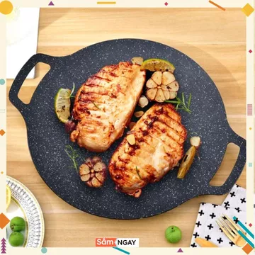 CHẢO GANG SIZE 34 - Chảo đá nướng chảo chống dính size 34 cm chảo đá chống dính hàn quốc chao đa nướng chảo nướng đá
