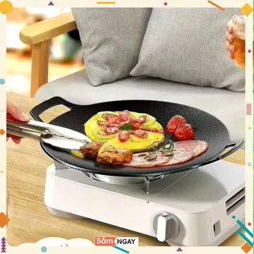 CHẢO GANG SIZE 34 - chảo đá nướng chảo chống dính size 34 cm chảo đá chống dính hàn quốc chao đa nướng chảo nướng đá