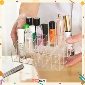 Khay Đựng Son 24 Ô Trong Suốt Xịn Xò-Kệ Mỹ Phẩm Mica Nhiều Ngăn Đa Năng - KỆ SON MÔI ĐỂ BÀN SANG TRỌNG GỌN GÀNG