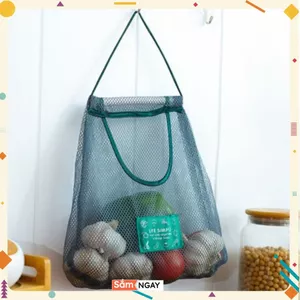 TÚI LƯỚI TREO TƯỜNG ĐỰNG BẢO QUẢN TỎI- HÀNH- GỪNG- ỚT - Giỏ Treo Đựng Rau- Củ- Quả Trong Nhà Bếp