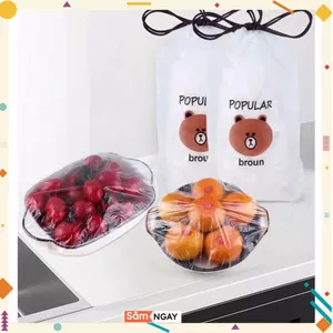 TÚI BỌC THỰC PHẨM CO GIÃN SIÊU DAI KÈM CHUN - Màng Bọc Thực Phẩm Chất Liệu Pe,Túi Gấu Bọc Đồ Ăn An Toàn