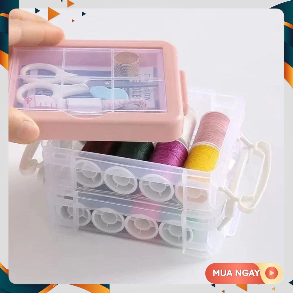 HỘP KIM CHỈ ĐA NĂNG - Hộp Kim Chỉ May Vá - Hộp Kim Chỉ 3 Tầng Tiện Dụng - Nhỏ Gọn - Bộ Kim Chỉ May Vá