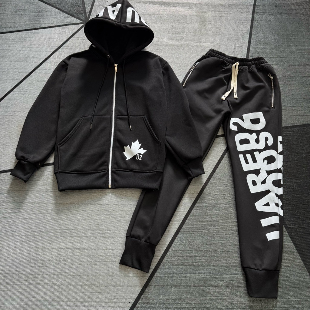 ÁO KHOÁC HOODIE D2 LÁ PHONG CHẤT NỈ BÔNG CHỮ IN MŨ 2 LỚP. SET BỘ ÁO KHOÁC LÁ PHONG+QUẦN D2 KHOÁ HOT CHẤT NỈ BÔNG NAM NỮ