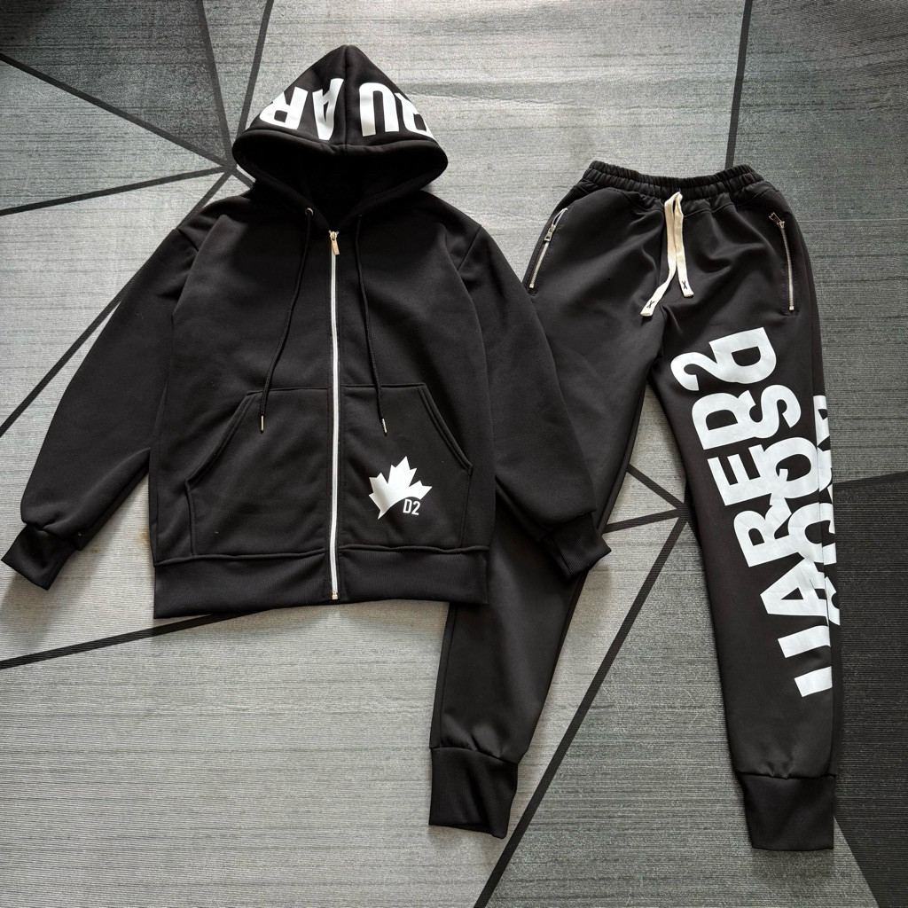 ÁO KHOÁC HOODIE D2 LÁ PHONG CHẤT NỈ BÔNG CHỮ IN MŨ 2 LỚP. SET BỘ ÁO KHOÁC LÁ PHONG+QUẦN D2 KHOÁ HOT CHẤT NỈ BÔNG NAM NỮ