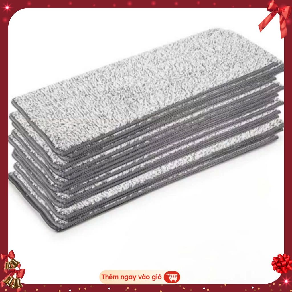 [COMBO 10] BÔNG LAU NHÀ THAY THẾ CÂY LAU TỰ VẮT - Bông Lau Nhà Kích Thước 32x12cm,Miếng Lau Nhà Thay Thế Có 2 Đầu Gài