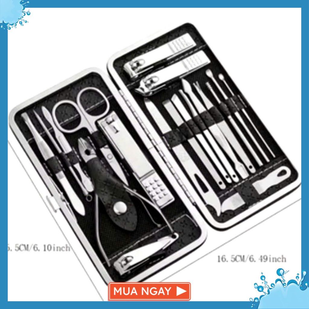 BỘ BẤM MÓNG 19 CHI TIẾT SIZE VỪA - Bộ Dụng Cụ Cắt Móng Tay 19 Món Bằng Thép Không Gỉ - Bộ Bấm Móng Tay Cao Cấp