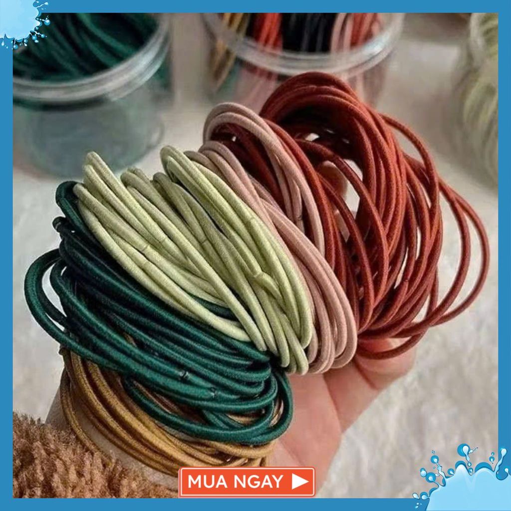 Set 100 Dây Chun Buộc Tóc Trơn Dựng Túi Zip Mix Màu - DÂY THUN SẮC MÀU - MÃ; CHUNBUOCCOTTOC3