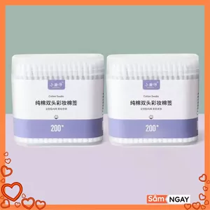 BÔNG NGOÁY TAI KHÁNG KHUẨN CHĂM SÓC AN TOÀN CHO BÉ - Tăm Bông Vcool An Toàn Cho Bé-Hộp 200 Que Chất Liệu Cao Cấp Mềm Mại