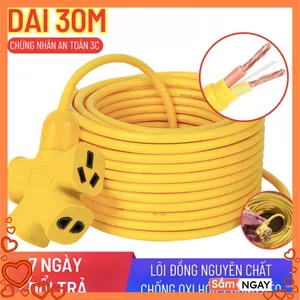 CUỘN DÂY ĐIỆN KÈM Ổ CẮM 3 ĐẦU - Phích Cắm Đúc Chịu Lực Cao Đa Năng Tiện Lợi Dài 30M