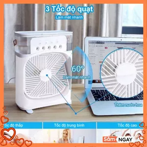 QUẠT ĐIỀU HÒA PHUN SƯƠNG MINI - Quạt Làm Mát Bằng Hơi Nước Để Bàn 3 Chế Độ Tích Hợp Đèn Led Cổng Sạc USB - TL68 New New