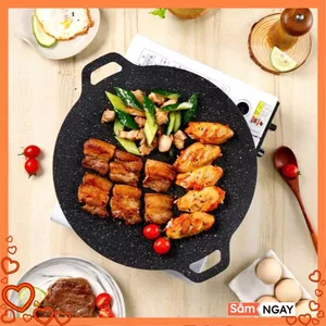 CHẢO GANG SIZE 34 - Chảo đá nướng đá chảo chống dính size 34 cm chảo đá chống dính hàn quốc chao đa nướng chảo nướng đá