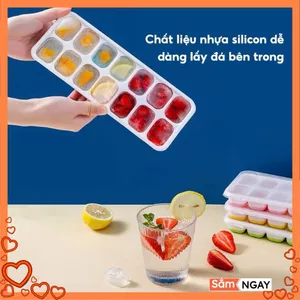Khuôn 14 Ô Làm Đá Có Nắp Đậy Chống Bụi- Bảo Vệ Đá Sạch Sẽ- Không Bị Lẫn Tạp Chất- Giúp Bạn Có Ngay Những Viên Đá