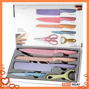 Dụng Cụ Nhà Bếp Cao Cấp 6 Món-Bộ Dao Kéo Chất Liệu Không Gỉ Việt Nhật - BỘ DAO NHÀ BẾP LÚA MẠCH NHẬT BẢN CAO CẤP