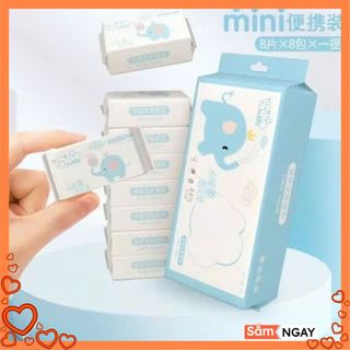 Gói Khăn Ướt Thiết Kế Siêu Nhỏ Phù Hợp Khi Di Chuyển-Túi Khăn Ướt Mini Bỏ Túi Cầm Tay - BỊCH 8 GÓI KHĂN AN TOÀN CHO DA
