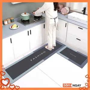 BỘ 2 THẢM SILICON - Thảm Silicon Chống Trơn - Bộ 2 Thảm Chữ Nhật Trải Phòng Bếp Siêu Thấm Hút Nước - THAM LAU
