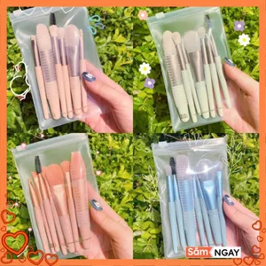 BỘ CỌ TRANG ĐIỂM 8 CÂY VINTAGE SIÊU CUTE TRONG TÚI ZIP - Cọ Trang Điểm Gồm 8 Cây Lông Dày Mịn Dễ Tán Phấn