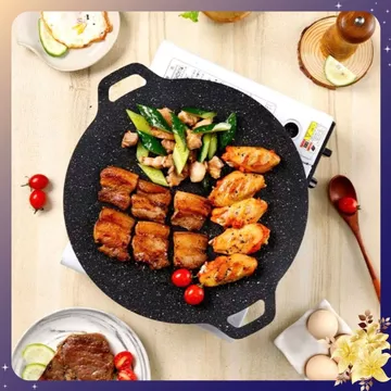 CHẢO GANG SIZE 34 - Chảo đá nướng đá chảo chống dính size 34 cm chảo đá chống dính hàn quốc chao đa nướng chảo nướng đá
