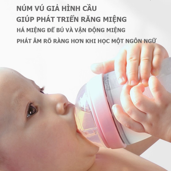 Bình Sữa Comotomo Silicone Siêu Mềm Cho Bé Lười Ti Bình dung tích 150/250ml