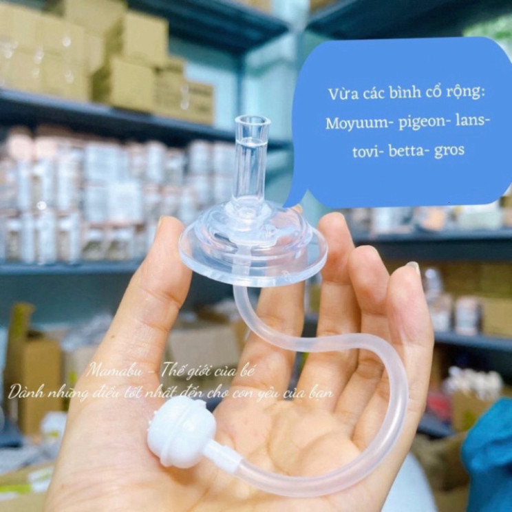 Ống Hút Chuyển Đổi, Ống Hút Thay Thế Núm Ti Có Quả Tạ Chống Sặc Thay Thế Cho Bình Cổ Rộng ( Moyuum,