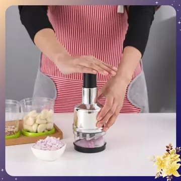 Dụng Cụ Dập Tỏi- Ớt- Hành - Dụng Cụ Nghiền Gia Vị Tiện Lợi - XAY HÀNH TỎI, ỚT NHÀ BẾP BẰNG NHỰA VÀ THÉP KHÔNG GỈ