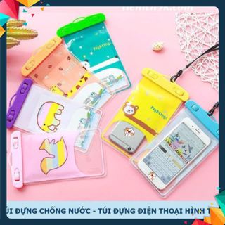 TÚI ĐỰNG ĐIỆN THOẠI CHỐNG NƯỚC - Túi Chống Thấm Nước Cho Điện Thoại Kèm Dây Đeo Đi Biển Đi Bơi Họa Tiết Dễ Thương AK8066