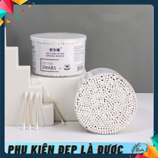 HỘP 500 TĂM BÔNG THÂN GỖ - Hộp Lớn 500 Que Tăm Bông Y Tế - Tăm Bông Trang Điểm- Spa - Bông Ngoáy Tai Que Gỗ