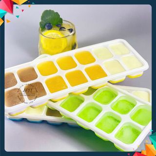 KHAY ĐÁ CÓ NẮP ĐẬY SILICON 14 VIÊN - KHAY ĐỰNG ĐÁ TỦ LẠNH - Khuôn Làm Đá Thạch Kem Bảo Quản Chống Mùi Tuyệt Đối