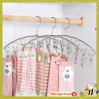 MÓC MẮC KẸP QUẦN ÁO INOX 10 / 20 KẸP- Móc Thép Không Gỉ Để Treo Quần Áo Trẻ Em- Khăn Tay- Tất- Đồ Lót