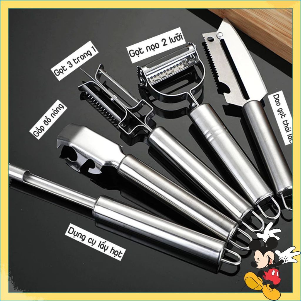 Set 5 Món Dao Đa Năng Cắt Gọt Vỏ Trái Cây - Đánh Vảy Cá - BỘ DỤNG CỤ NẠO BÀO RAU CỦ QUẢ CHẤT LIỆU INOX KHÔNG GỈ