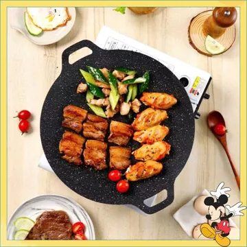CHẢO GANG SIZE 34 - Chảo đá nướng đá chảo chống dính size 34 cm chảo đá chống dính hàn quốc chao đa nướng chảo nướng đá