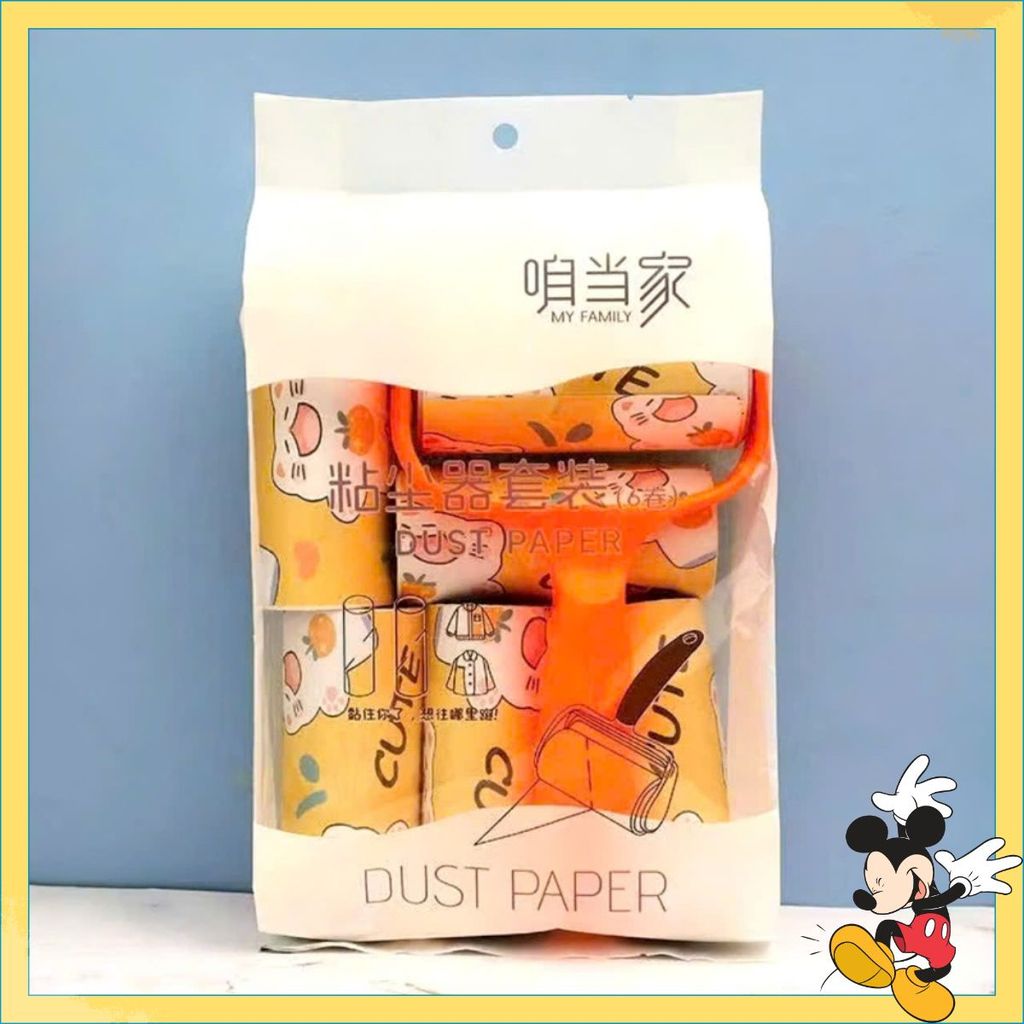 SET CÂY LĂN BỤI KÈM 6 LÕI - Bộ Cây Lăn Bụi 6 Lõi Lăn Thay Thế Làm Sạch Quần Áo- Ga Giường, Sofa, Lông Chó Mèo: CAYLANBUI