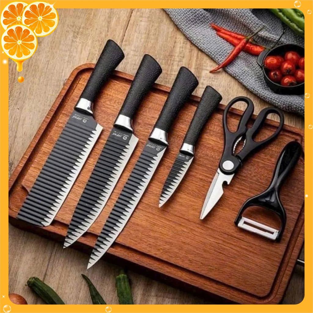 BỘ DAO INOX SÓNG CAO CẤP – Bộ 6 Món Đa Năng- Cắt Rau- Thái Thịt- Gọt Hoa Quả- Phù Hợp Cho Mọi Gian Bếp Gia Đình