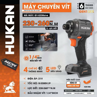Thân Máy chuyên vít búa HUKAN G1-S230sive, Lực siết 230~260Nm MAX, 4 tốc độ, 4 tính năng, Chân phổ thông