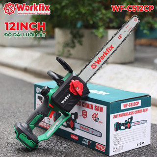Thân máy cưa xích pin WORKFIX WF-CS12CP, Không chổi than Lam dài 260mm, Tốc độ 3600v/p