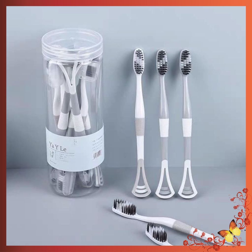 Set 8 Bàn Chải Đánh Răng 2 Đầu Có Cạo Rơ Lưỡi - HỘP BÀN CHẢI KÈM CẠO RƠ LƯỠI ĐA NĂNG