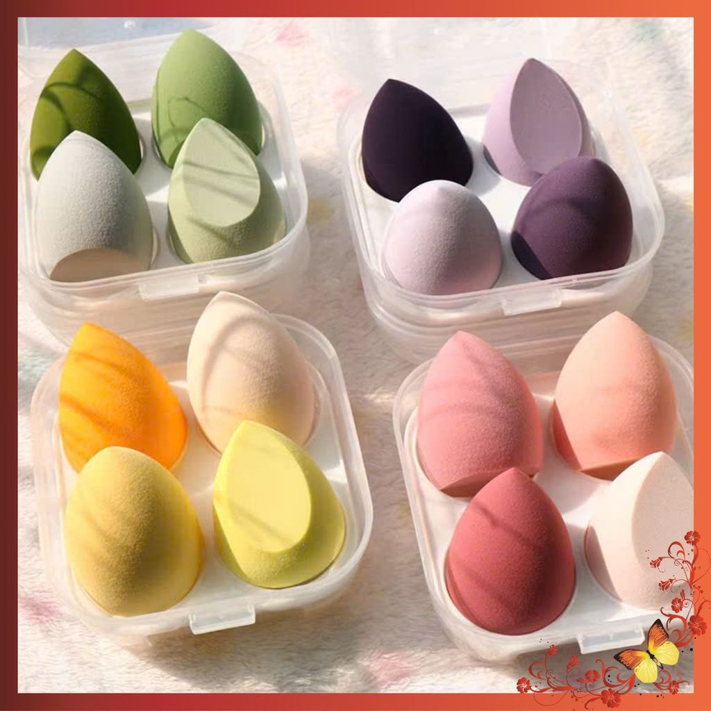 (COMBO 2) Bộ 4 Mút Trang Điểm Dạng Giọt Nước-Miếng Mút Tán Kem Nền Hỗ Trợ Make Nhanh Gọn - HỘP 4 MÚT TÁN KEM NỀN CHO MỌI