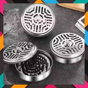 HỘP ĐỰNG NHANG MUỖI CAO CẤP - Khay Đựng Nhang Muỗi Bằng Thép Không Gỉ Có Nắp An Toàn