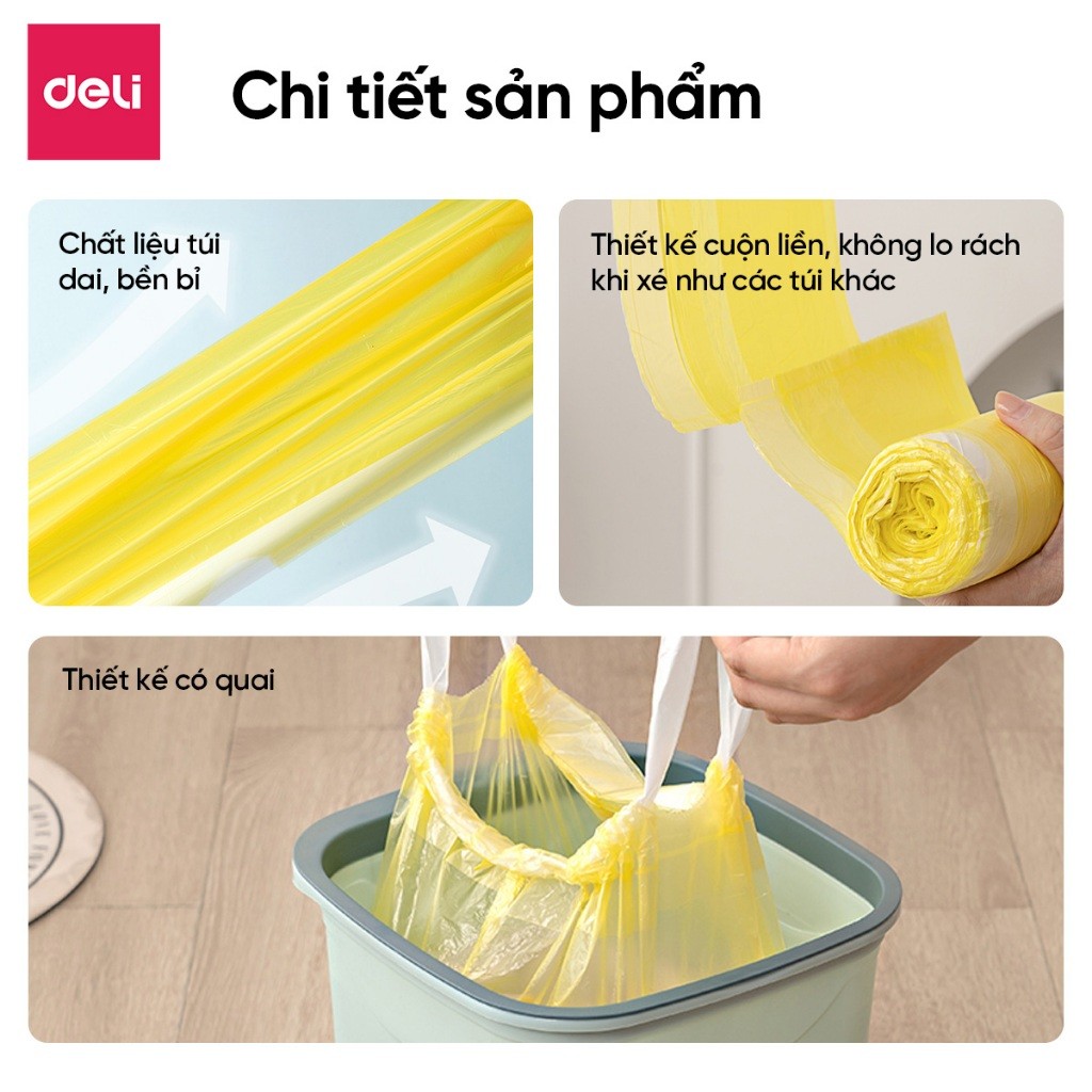 Combo 180 Túi Đựng Rác Dây Rút Hương DelixVusign Chống Côn Trùng Dày Dặn, Dai, Không Rò Rỉ Chống Rách