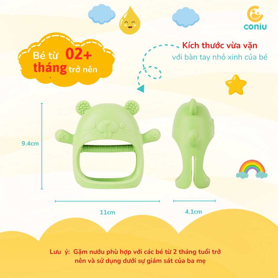 Gặm Nướu silicone Coniu Cao Cấp Cho Bé Siêu Mềm Giúp Giảm Ngứa Nướu An Toàn Cho Bé