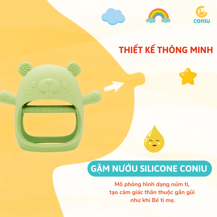 Gặm Nướu silicone Coniu Cao Cấp Cho Bé Siêu Mềm Giúp Giảm Ngứa Nướu An Toàn Cho Bé