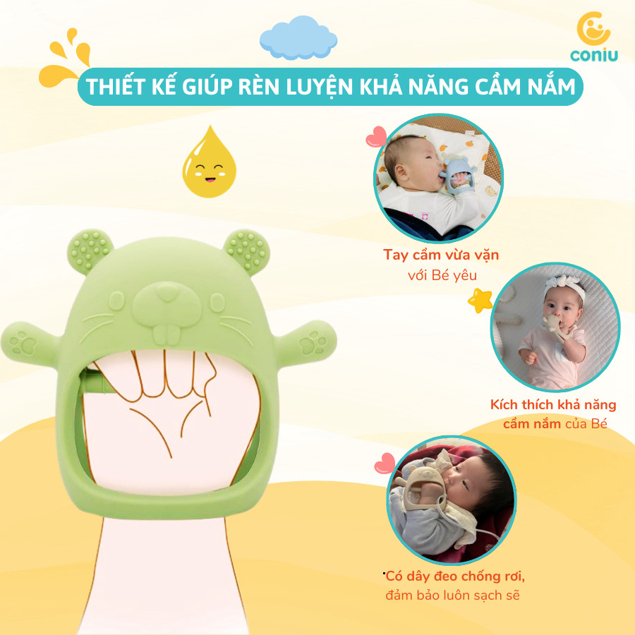 Gặm Nướu silicone Coniu Cao Cấp Cho Bé Siêu Mềm Giúp Giảm Ngứa Nướu An Toàn Cho Bé