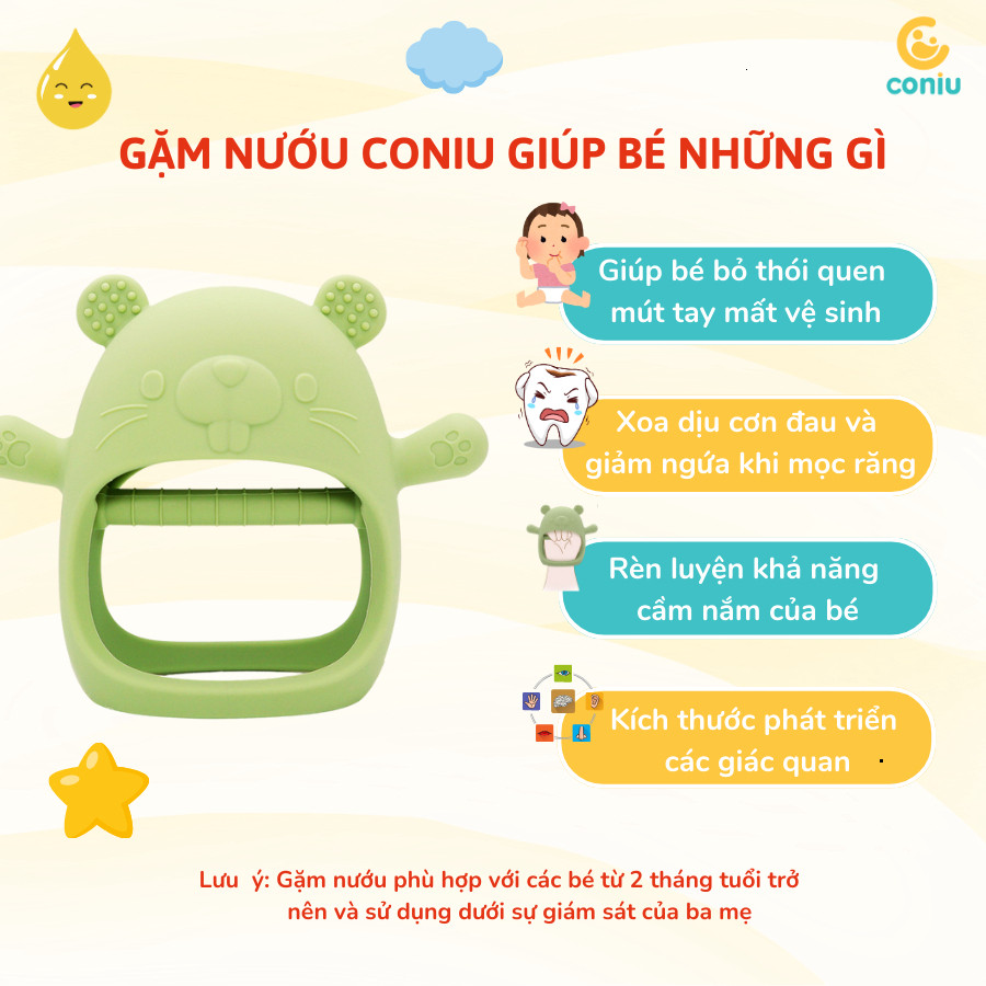 Gặm Nướu silicone Coniu Cao Cấp Cho Bé Siêu Mềm Giúp Giảm Ngứa Nướu An Toàn Cho Bé