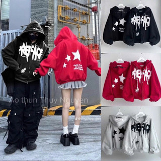 Hot Trendy  Áo Hoodie Nỉ Bông in 3 Sao - Thiết kế Boxy Unisex Cá Tính cho Nam Nữ