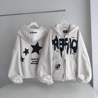 Hot Trendy  Áo Hoodie Nỉ Bông in 3 Sao - Thiết kế Boxy Unisex Cá Tính cho Nam Nữ