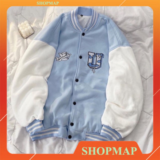 Hot Trendy - Áo khoác bomber nỉ PE chống lạnh UNDERTRAP màu xanh dương - Siêu ấm áp, Áo bóng chày