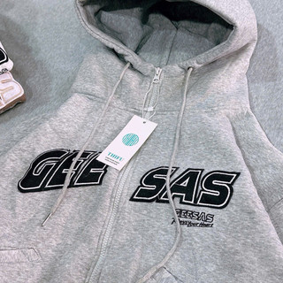 Hot Trendy - Áo Khoác Nỉ, Hoodie Zip Dệt Xuất Khẩu, Logo Thêu GEESAS Với Túi Xéo Tiện Dụng