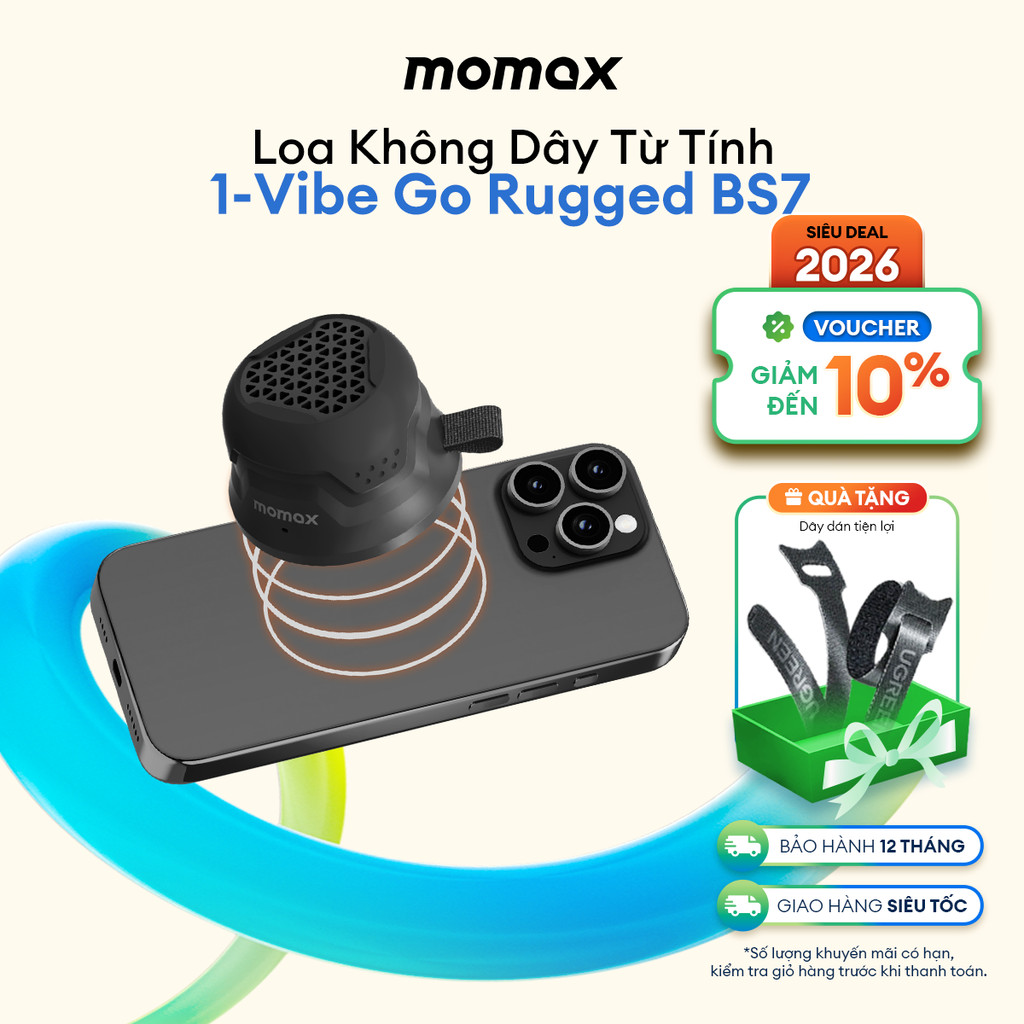 Loa Bluetooth Từ Tính Không Dây MOMAX 1-Vibe Go Rugged BS7 | Chống Nước ...