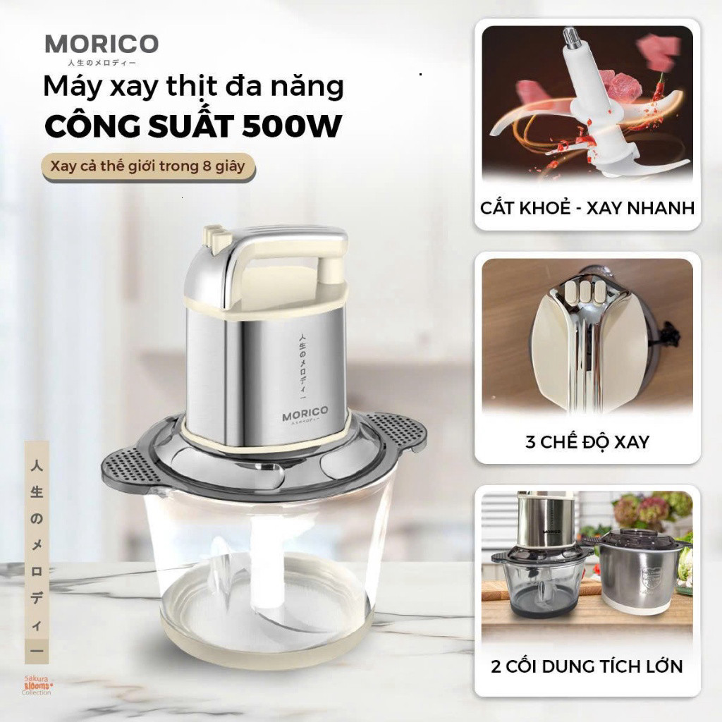 Máy Xay Thịt Đa Năng MORICO MM5001 | 2 Cối 2L & 3L, 2 Bộ Lưỡi Dao Inox ...
